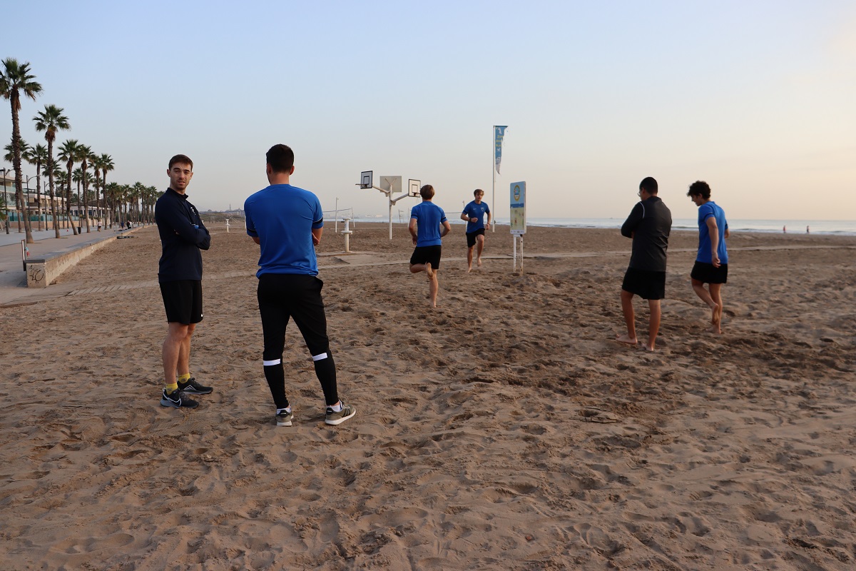 beach football training